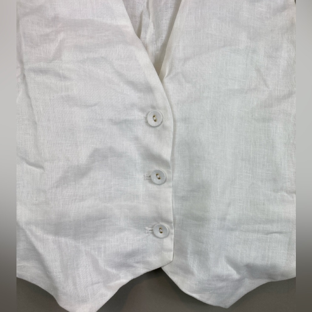 DISSH Classic White Linen Vest Size 4 | Tailored Minimalist Sleeveless Top - Picture 4 of 4